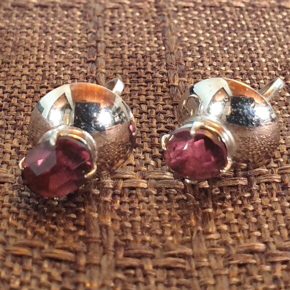 Vintage Bond Boyd Brown Rhinestone Sterling Silver Screw Back Earrings - Picture 6 of 11